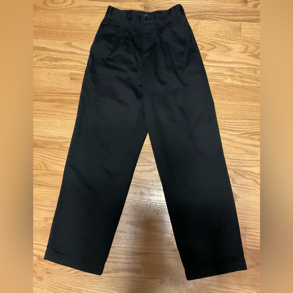 Boy's Dockers Slim Black Cotton Pleated Pants.
